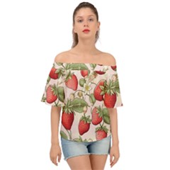 Strawberry Fruit Off Shoulder Short Sleeve Top by Bedest