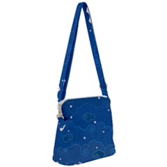 Sky Night Moon Clouds Crescent Zipper Messenger Bag by Proyonanggan