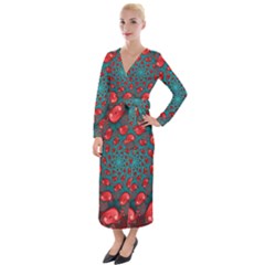 Fractal Red Spiral Abstract Art Velvet Maxi Wrap Dress by Proyonanggan