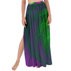 Fractal Spiral Purple Art Green Art Maxi Chiffon Tie-up Sarong by Proyonanggan