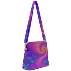 Fractal Art Artwork Magical Purple Zipper Messenger Bag by Proyonanggan