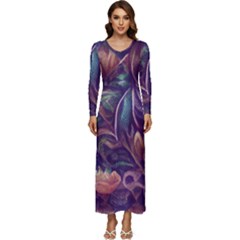 Abstract African Art Backdrop Long Sleeve Longline Maxi Dress by Proyonanggan