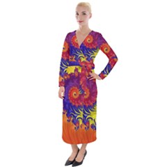 Fractal Spiral Bright Colors Velvet Maxi Wrap Dress by Proyonanggan