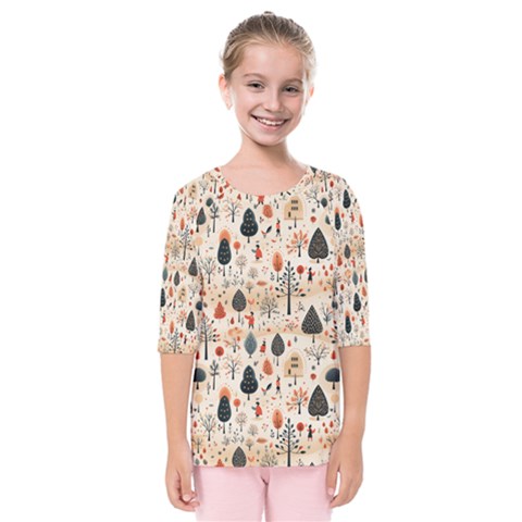 Pattern Seamless Kids  Quarter Sleeve Raglan T-shirt by Proyonanggan