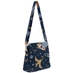 Space Theme Art Pattern Design Wallpaper Zipper Messenger Bag by Proyonanggan