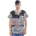 Abstract Painting Space Cartoon Men s V-Neck Scrub Top View1