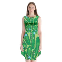 Golf Course Par Golf Course Green Sleeveless Chiffon Dress   by Sarkoni