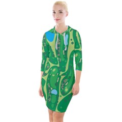 Golf Course Par Golf Course Green Quarter Sleeve Hood Bodycon Dress by Sarkoni