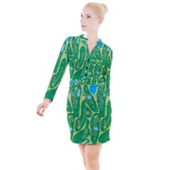 Golf Course Par Golf Course Green Button Long Sleeve Dress by Sarkoni