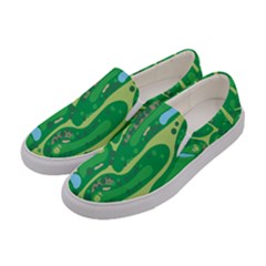 Golf Course Par Golf Course Green Women s Canvas Slip Ons by Sarkoni