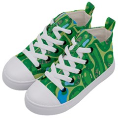 Golf Course Par Golf Course Green Kids  Mid-top Canvas Sneakers by Sarkoni