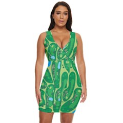 Golf Course Par Golf Course Green Draped Bodycon Dress by Sarkoni