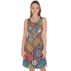 Mandala Pattern Abstract , Mandala, Pattern, Abstract Knee Length Skater Dress With Pockets by nateshop