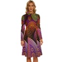 Paisley Pattern, Abstract Colorful, Texture Background, Hd Long Sleeve Shirt Collar A-Line Dress View1