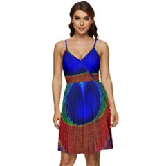 Peacock-feathers,blue 1 V-neck Pocket Summer Dress  by nateshop