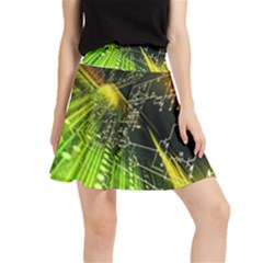 Machine Technology Circuit Electronic Computer Technics Detail Psychedelic Abstract Pattern Waistband Skirt by Sarkoni