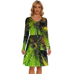 Machine Technology Circuit Electronic Computer Technics Detail Psychedelic Abstract Pattern Long Sleeve Dress With Pocket by Sarkoni