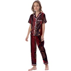 Technology Computer Circuit Kids  Satin Short Sleeve Pajamas Set by Sarkoni