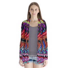 Psychedelic Trippy Hippie  Weird Art Drape Collar Cardigan by Sarkoni