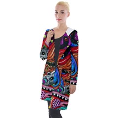 Psychedelic Trippy Hippie  Weird Art Hooded Pocket Cardigan by Sarkoni