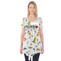 Baby Dino Seamless Pattern Short Sleeve Tunic  by Sarkoni