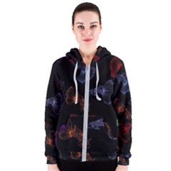 Vector Aquarium Guppies Seamless Fish Pattern With Black Background Women s Zipper Hoodie by Grandong