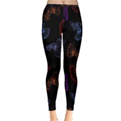 Vector Aquarium Guppies Seamless Fish Pattern With Black Background Inside Out Leggings by Grandong