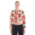 Seamless Strawberry Pattern Vector Cropped Sweatshirt View1