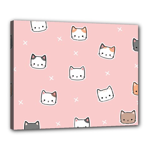 Cute Cat Cartoon Doodle Seamless Pink Pattern Canvas 20  X 16  (stretched) by Grandong