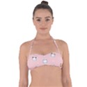 Cute Cat Cartoon Doodle Seamless Pink Pattern Tie Back Bikini Top View1