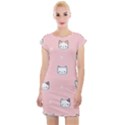 Cute Cat Cartoon Doodle Seamless Pink Pattern Cap Sleeve Bodycon Dress View1