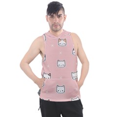 Cute Cat Cartoon Doodle Seamless Pink Pattern Men s Sleeveless Hoodie by Grandong