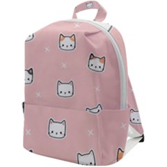 Cute Cat Cartoon Doodle Seamless Pink Pattern Zip Up Backpack by Grandong