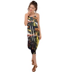 Koi Pond 3d Fish Waist Tie Cover Up Chiffon Dress by Grandong