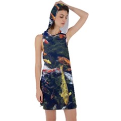 Koi Pond 3d Fish Racer Back Hoodie Dress by Grandong