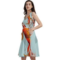 Koi Fish Sleeveless V-neck Skater Dress With Pockets by Grandong