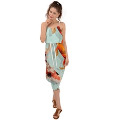 Koi Fish Waist Tie Cover Up Chiffon Dress by Grandong