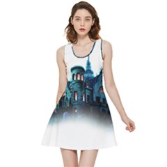 Blue Castle Halloween Horror Haunted House Inside Out Reversible Sleeveless Dress by Sarkoni