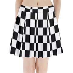 Black White Chess Board Pleated Mini Skirt by Ndabl3x