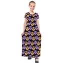 Halloween Skull Pattern Kids  Short Sleeve Maxi Dress View1