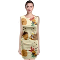 Leaves Foliage Acorns Barrel Classic Sleeveless Midi Dress by Ndabl3x