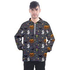 Halloween Bat Pattern Men s Half Zip Pullover by Ndabl3x