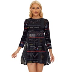 Daft Punk Boombox Long Sleeve Babydoll Dress by Sarkoni