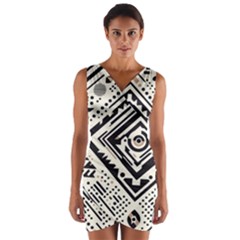 Tribal Pattern Wrap Front Bodycon Dress by Sobalvarro