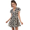 Tribal Pattern Flutter Sleeve Wrap Dress View1