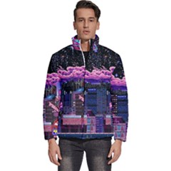 Retro City Pixel Men s Puffer Bubble Jacket Coat by Sarkoni