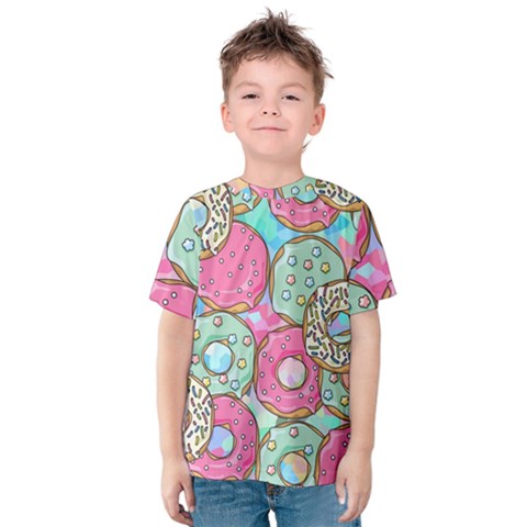 Donut Pattern Texture Colorful Sweet Kids  Cotton T-shirt by Grandong