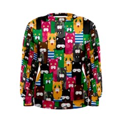 Cats Funny Colorful Pattern Texture Women s Sweatshirt by Grandong