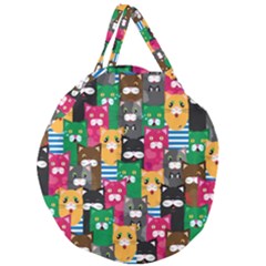 Cats Funny Colorful Pattern Texture Giant Round Zipper Tote by Grandong