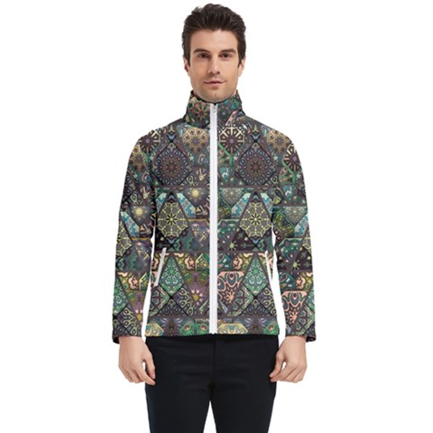 Digital Art Triangle Pattern Texture Mosaic Men s Bomber Jacket by Grandong